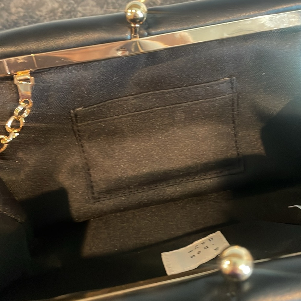Black Puffy Purse/Clutch with Chain Strap - Picture 4 of 4